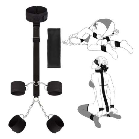 BDSM Adult Toys Bondage Kit - UTIMI Neck to Wrist Behind Back Collar Restraints with Handcuffs Ankle Cuffs Blindfold Restraint Bondaged Kit for Couples Sex Adjustable Set SM Play