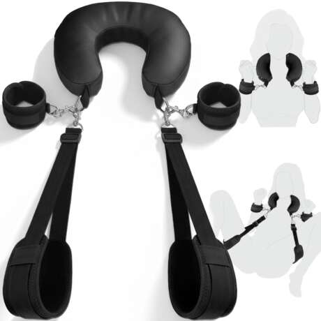 Bondage Sex Restraints BDSM Toys, Detachable Couples Sex Toys Bondage with Handcuffs, Silk-Filled Neck Pillow to Thigh Sling BDSM Restraints, Adjustable Leg Straps Tie for Kinky...