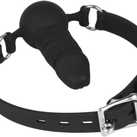 FST Silicone Realistic Dildo Gag with Ball, Adjustable Strap on Mouth Gag for SM