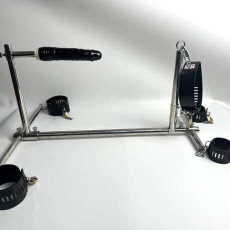 Heavy Sex Machine Duty Stainless Steel Bar Spreader with Dildo Hand Foot Collar Bondage Toture Rack Frame Handcuffs BDSM Tie Set