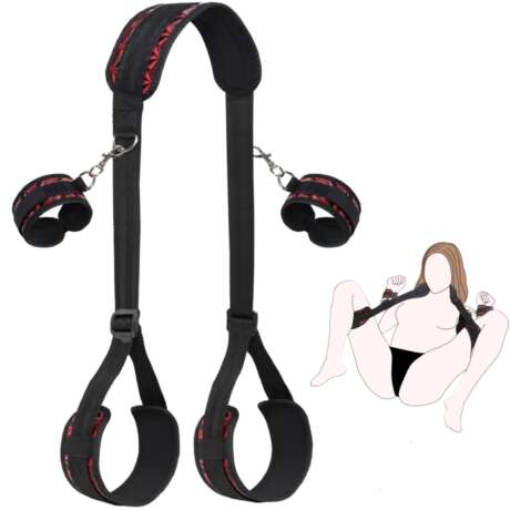 Sex Bondage BDSM Kit, Bed Restraints Set with Handcuffs Neck to Thigh/Ankle, Adjustable Leg Straps&Handcuffs for SM Adult Couples Game Play, Sex Toy for Women Beginner Leg...