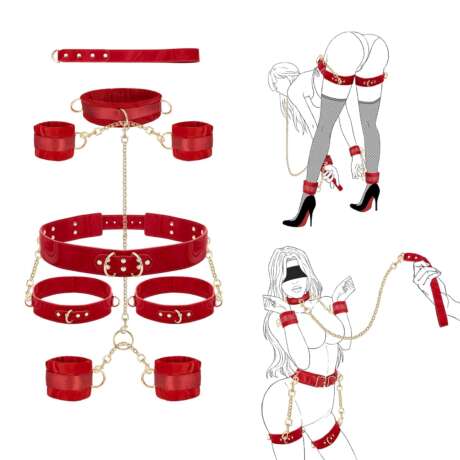 Sex Bondage BDSM Kit Restraints - UTIMI Adult Sex Toys for Couples Neck to Wrist SM Gear & Accessories Game 7PCS Sets with Adjustable Handcuffs Ankle Thigh Cuff Cross Waist...