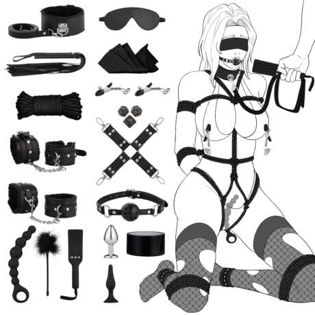 Sex Bondage BDSM Kit Restraints - UTIMI Upgrade Restraint Sets with Adjustable Handcuffs Collar Ankle Cuff Dice Beads Anal Plug Adult Games Sex Toys for Men Women and Couples...