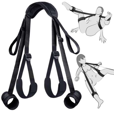 Sex Toys BDSM Bondage Restraints - Adult Toys Sex Straps Neck to Wrist Thigh Sex Sling & Ankle Kits with Adjustable, Kinky Bed Restraints Set for SM Games, BDSM Toys for Couples...