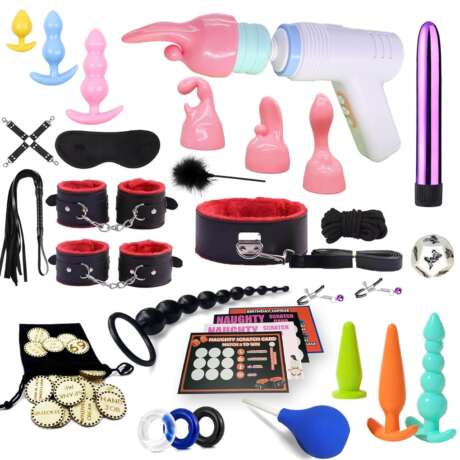 Sex Toys BDSM Restraints Sex Machine Vibrator, 32Pcs Kit Bondage Gear and Accessories for Adult Women and Couples