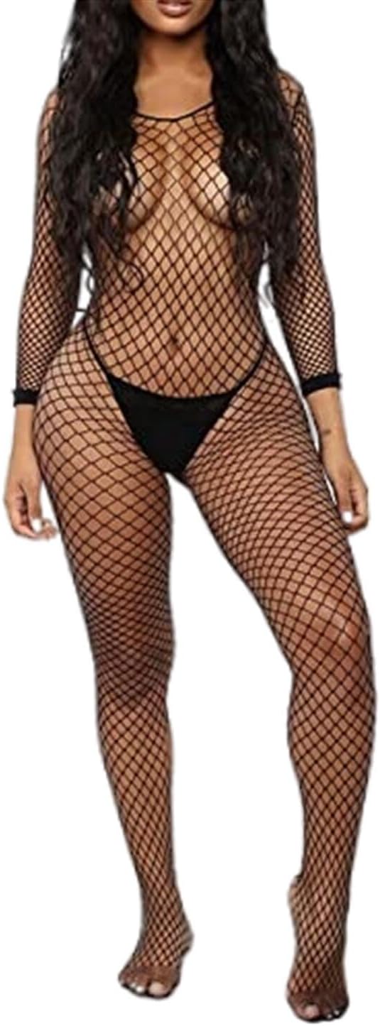 walang lip women's sexy mesh bodystocking fishnet lingerie long sleeve bodysuits one piece jumpsuit underwear nightwear Walang Lip Women's Sexy Mesh BodyStocking Fishnet Lingerie Long Sleeve Bodysuits One Piece Jumpsuit Underwear Nightwear